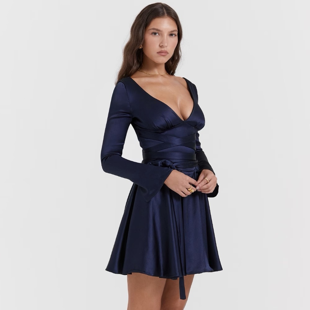 NWT house of CB Dominique Navy Blue Women's mini Dress